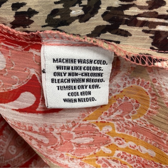 Style & Co Embroidered Leopard Paisley Print Sheer Peasant Blouse Size XL - Picture 9 of 9